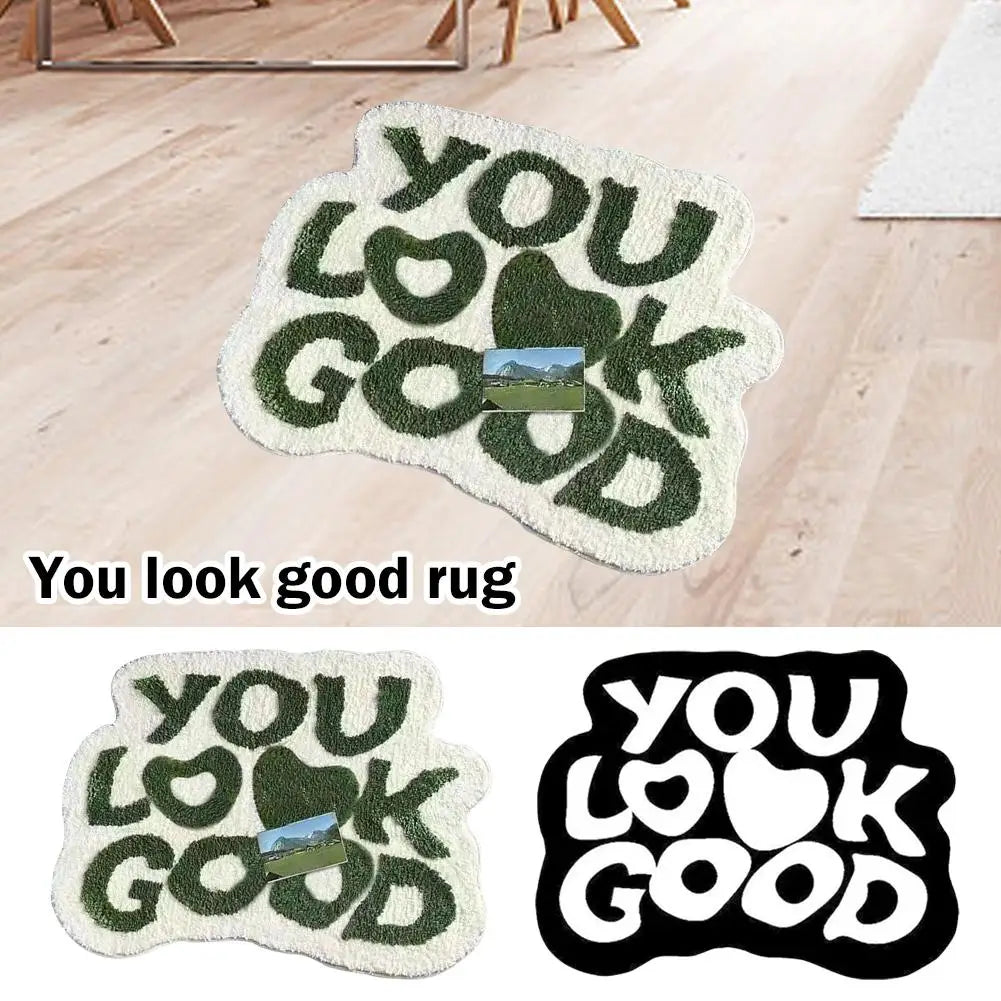 Flocking You Look Good Rug Custom Handmade Rug Living Room Rug All-season Universal Household Absorbent Anti-slip Dirt-resistant