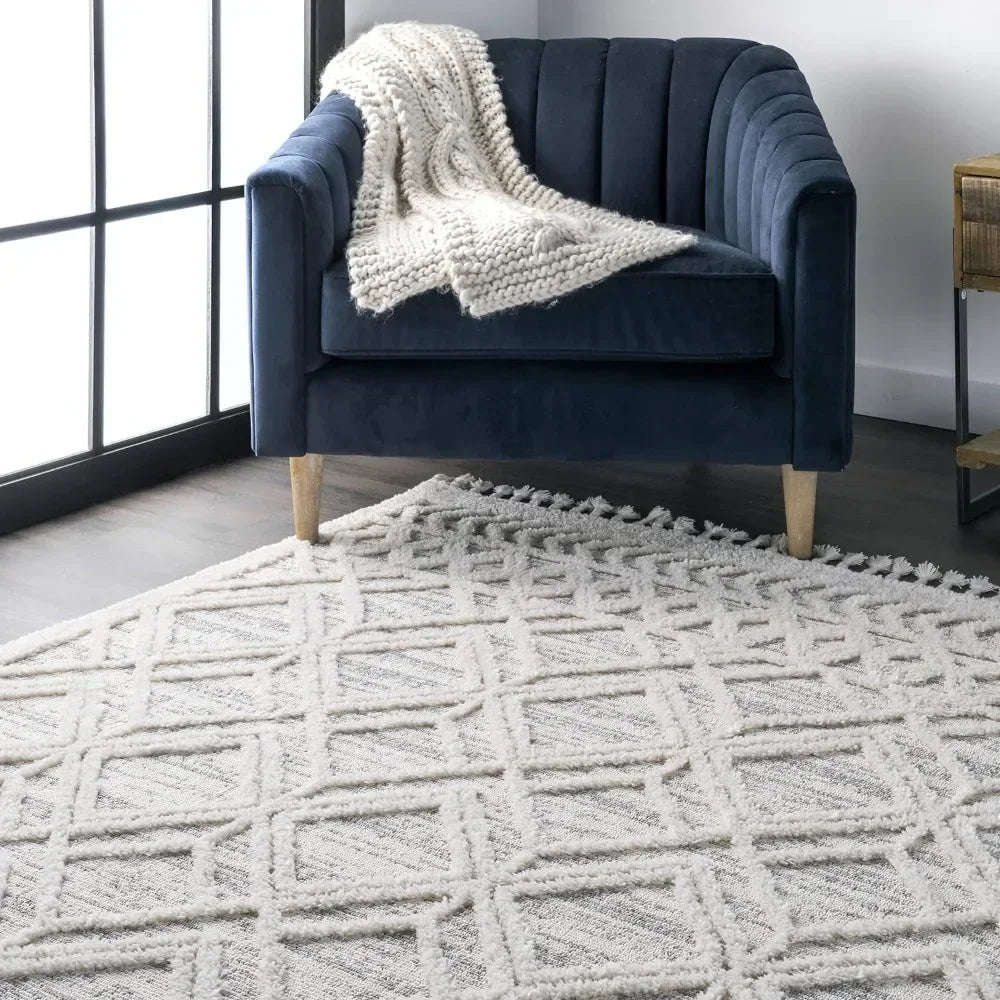 Carpet Rug 8' x 11',Forest Green Light Blue,Distressed Design,Non-Shedding  Easy Care, Ideal for High Traffic Areas Rugs Beige