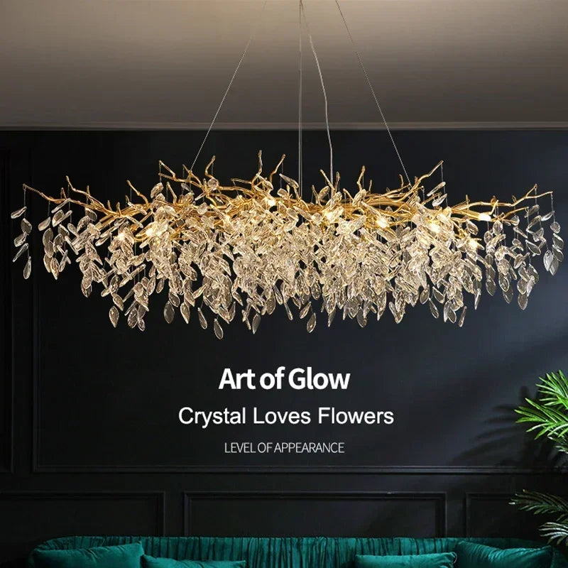 French luxury golden branch-shaped ceiling chandelier