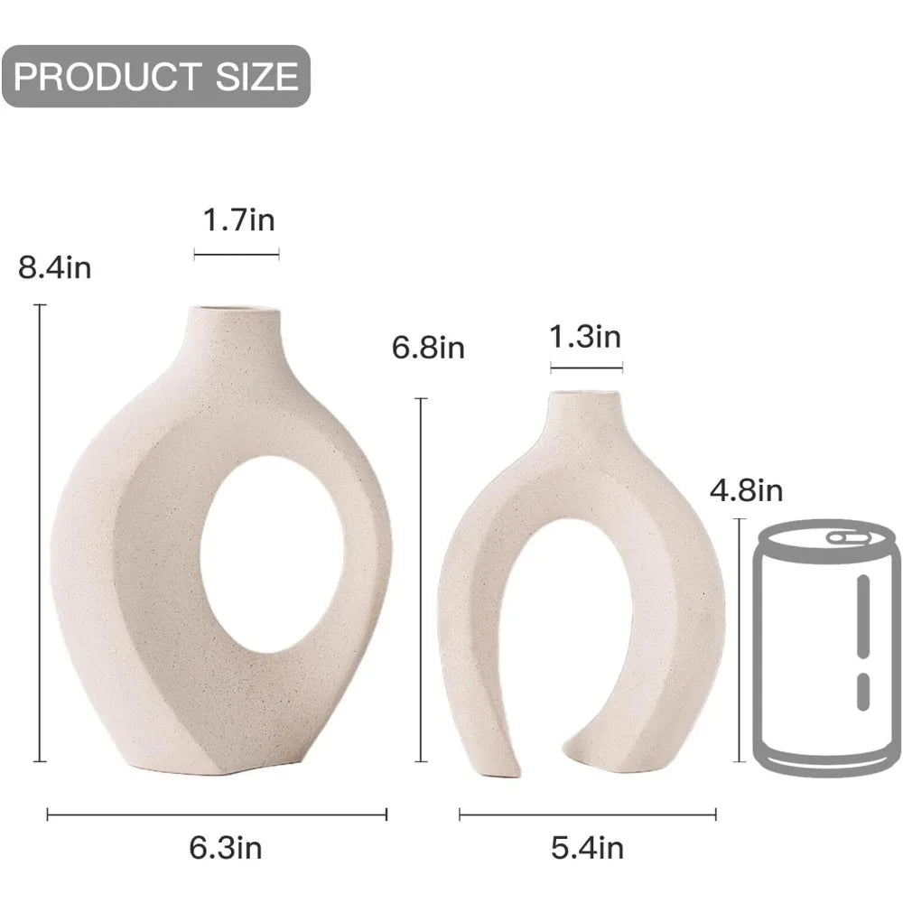 Minimalist Hollow Ceramic Vase (Set of 2)