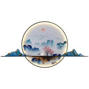 AIGESI  Modern Wall Picture Light LED Creative Chinese Landscape Mural Background Sconce Lamp for Home Living Bedroom