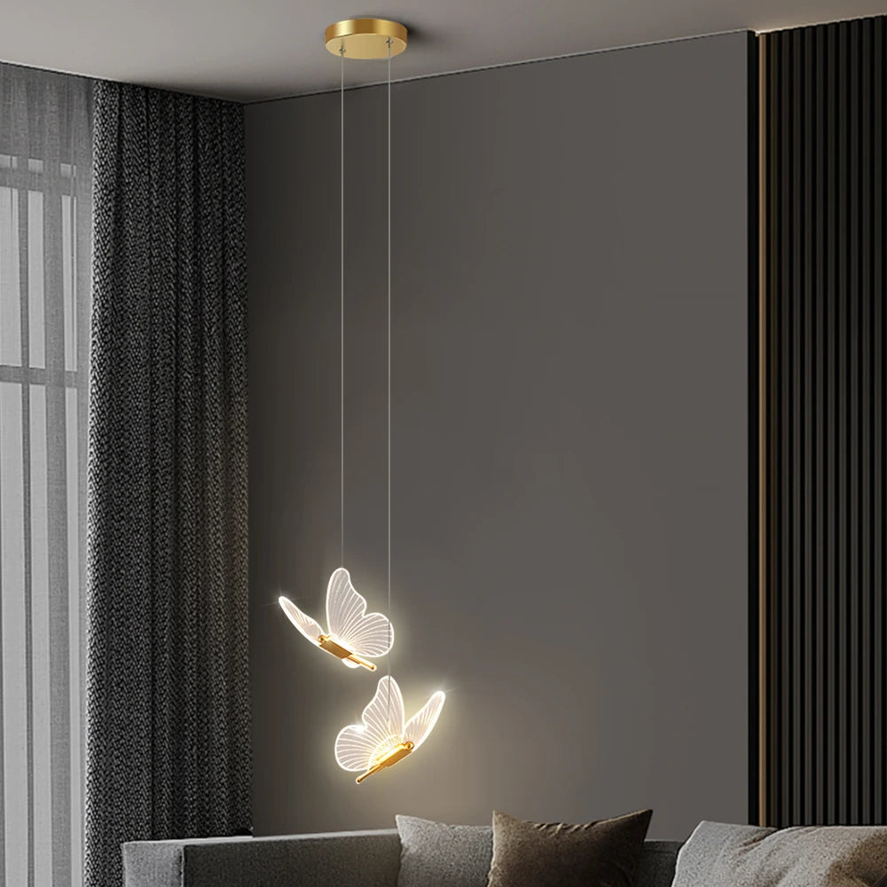 Butterfly LED Pendant Light Nordic Bedside Chandelier Stair Ceiling Hanging Lamp For Living Room Decor Indoor Lighting Luminaire