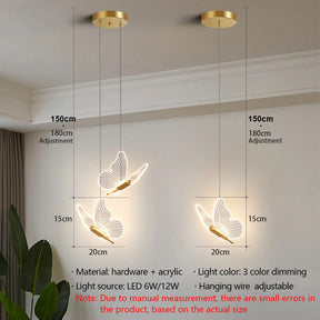 Butterfly LED Pendant Light Nordic Bedside Chandelier Stair Ceiling Hanging Lamp For Living Room Decor Indoor Lighting Luminaire