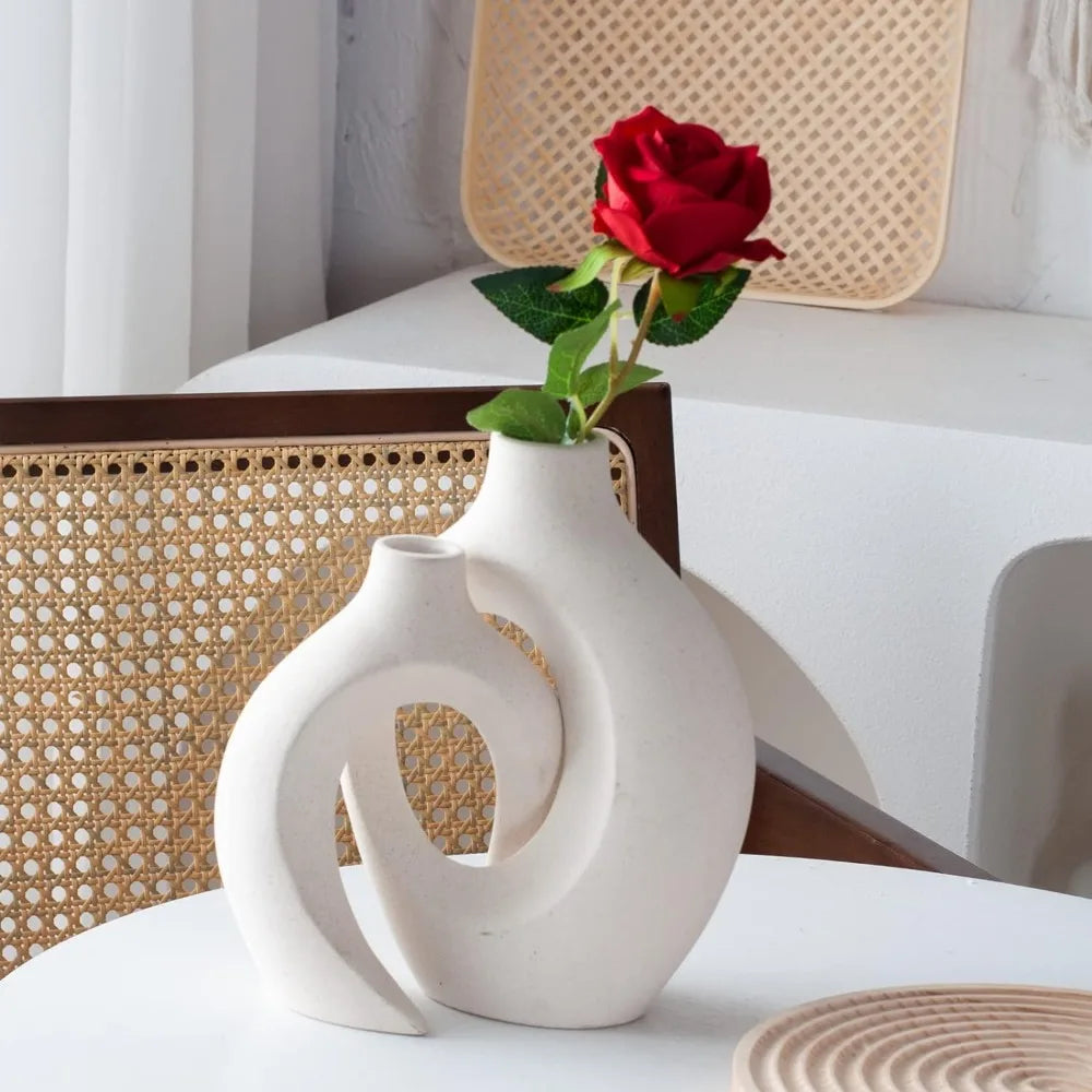 Minimalist Hollow Ceramic Vase (Set of 2)