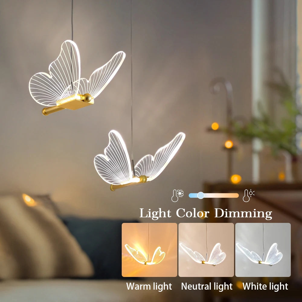 Butterfly LED Pendant Light Nordic Bedside Chandelier Stair Ceiling Hanging Lamp For Living Room Decor Indoor Lighting Luminaire