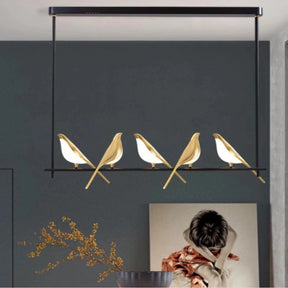 Modern LED Gold Magpie Bird Ceiling Chandelier for Dining Room Ring Light Pendant Lamp Decorative Lighting Lustre Drop Shipping