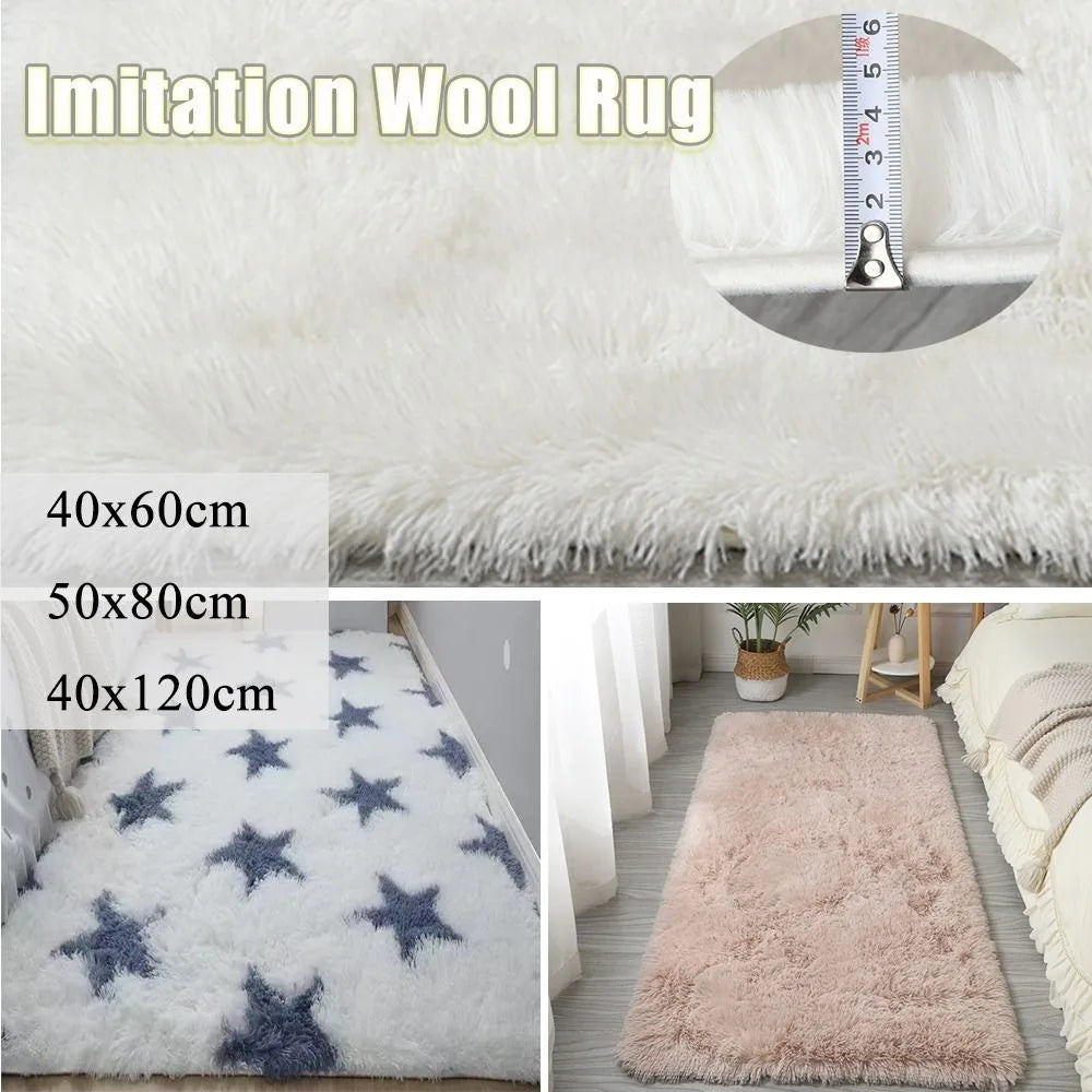 Floor Protection Bedside Rugs Fluffy Shaggy Non Slip Washable Bedroom Mats Imitation Wool Long Hair Carpet Home Decor