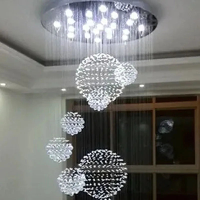 Merden crystal hanging lamp penthouse floor staircase hall LED suspend lights wire Modern living room crystal chandelier