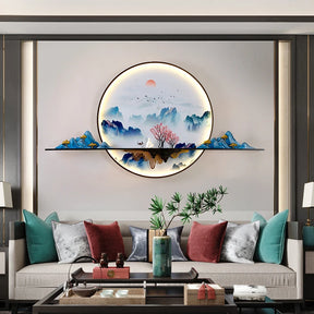 AIGESI  Modern Wall Picture Light LED Creative Chinese Landscape Mural Background Sconce Lamp for Home Living Bedroom