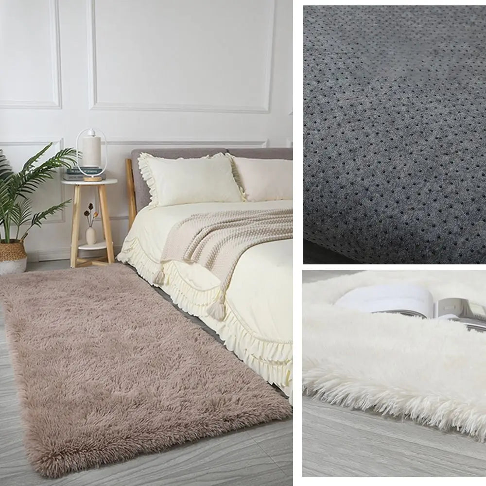 Floor Protection Bedside Rugs Fluffy Shaggy Non Slip Washable Bedroom Mats Imitation Wool Long Hair Carpet Home Decor