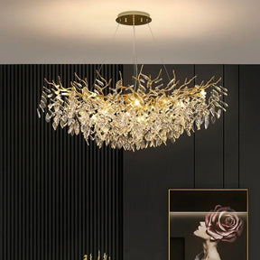 French luxury golden branch-shaped ceiling chandelier