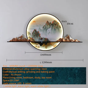 AIGESI  Modern Wall Picture Light LED Creative Chinese Landscape Mural Background Sconce Lamp for Home Living Bedroom