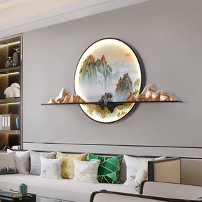 AIGESI  Modern Wall Picture Light LED Creative Chinese Landscape Mural Background Sconce Lamp for Home Living Bedroom