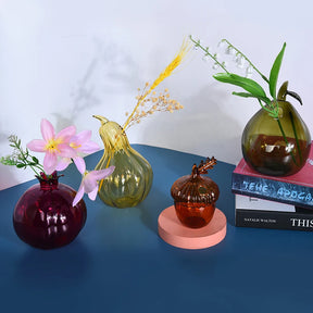 Creative Fruit Shaped Vase Home Decor Pomegranate Pumpkin Vase Plant Hydroponic Terrarium Art Table Vase Glass Crafts Room Decor