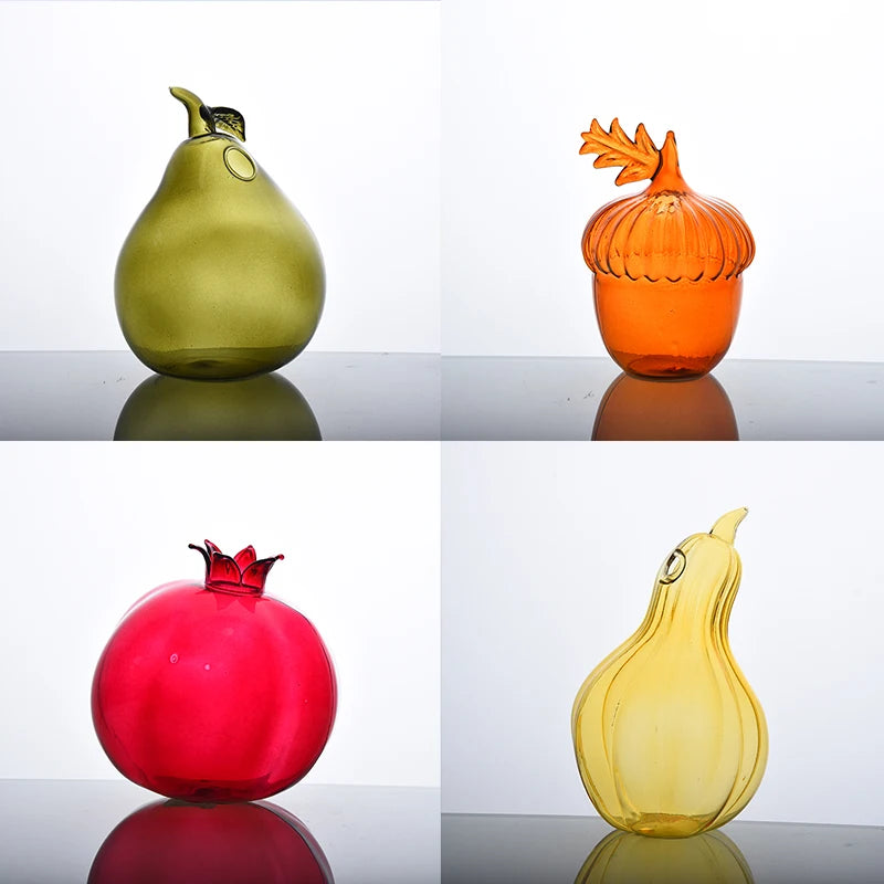 Creative Fruit Shaped Vase Home Decor Pomegranate Pumpkin Vase Plant Hydroponic Terrarium Art Table Vase Glass Crafts Room Decor