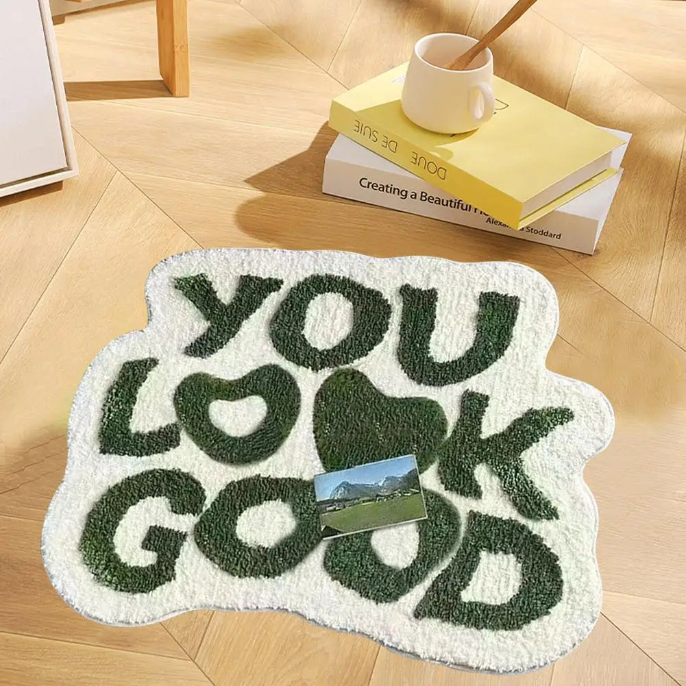 Flocking You Look Good Rug Custom Handmade Rug Living Room Rug All-season Universal Household Absorbent Anti-slip Dirt-resistant