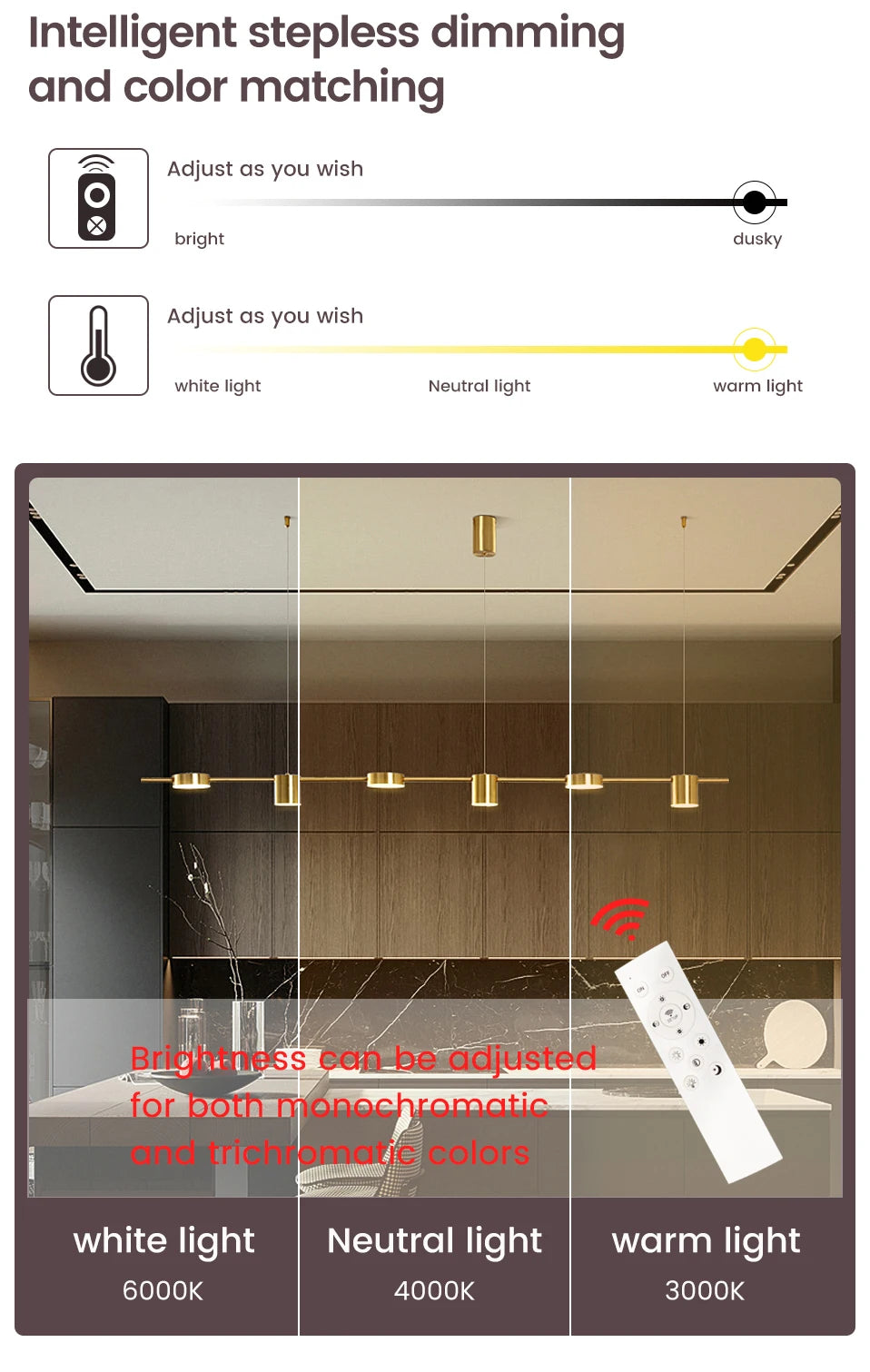 Modern Led Living Room Chandeliers Dining Table Ceiling Chandelier Kitchen Hanging Light Fixture Dimmable Indoor Lighting Lamp