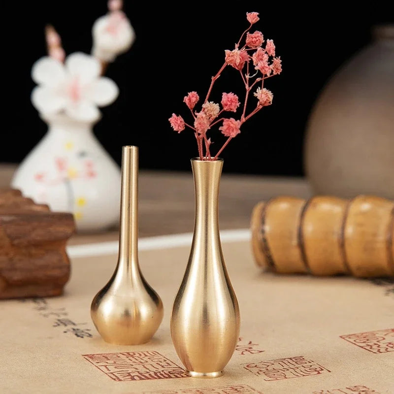 New Metal Mini Vase Pure Copper Taper Flower Vase for Wedding Table Centerpiece Decorations Nordic Home Decor Housewarming Gift