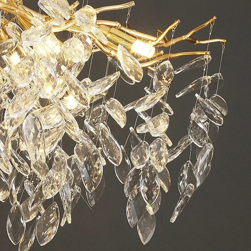 French luxury golden branch-shaped ceiling chandelier