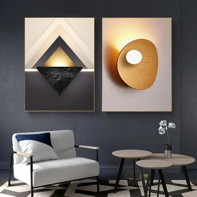 Black and White Abstract Geometric 3 Pieces/Set Luxury Wall Art Living Room Decor Canvas Painting for Home Wall Decor